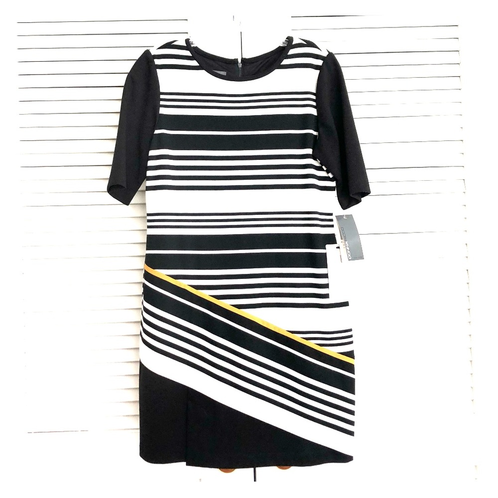 Black/Cream Striped Donna Ricco Dress